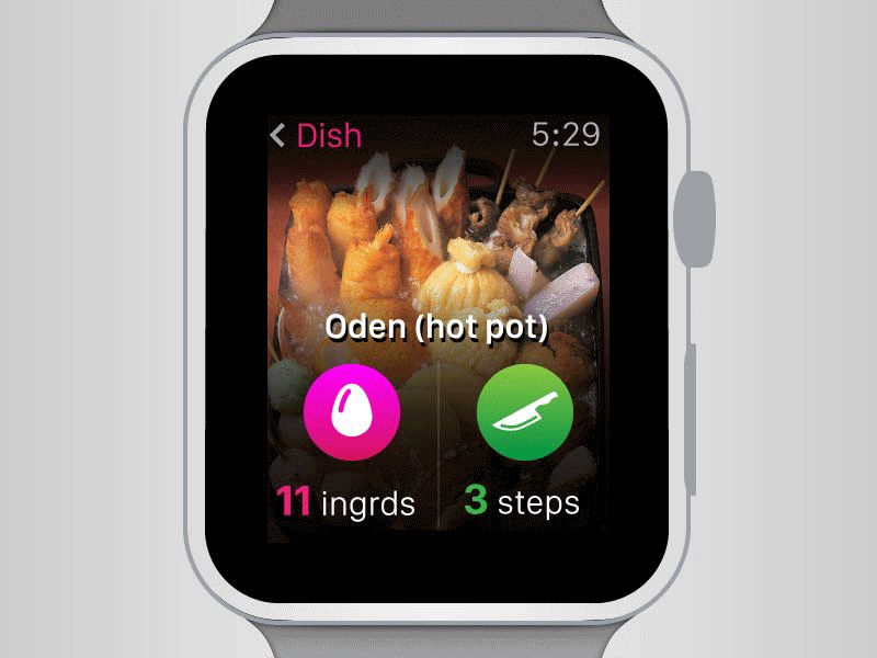 Recipe Card on Watch animation apple gif motion recipe shopping list ui watch