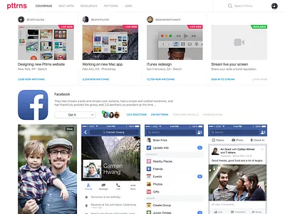 Pttrns.com Concept 2015 concept discovery grid jobs live video patterns pttrns resources tutorials