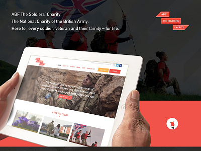 The Soldiers' Charity Behance blue and yellow design charity design handsup homepage landing page layout soldiers ui user interface ux web