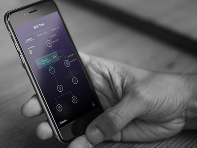 Skill tree for space theme iOS game dark detail futuristic gaming ios iphone 6 level up levels mobile skill tree space