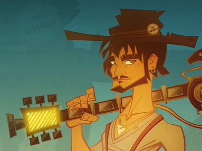 Bloody Jeremy bakuss character characterdesign circus datcha datchamandala drawing guitar heavyblues western westernpunk