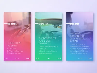 TransferApp : Walkthrough app guide interface ios mobile native screen start steps transfer ui walkthrough
