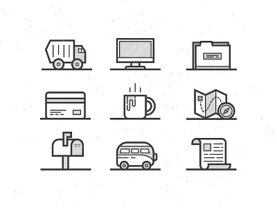 Nice Things card cup explore folder icon illustration map screen trash
