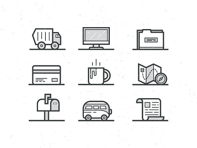 Nice Things card cup explore folder icon illustration map screen trash