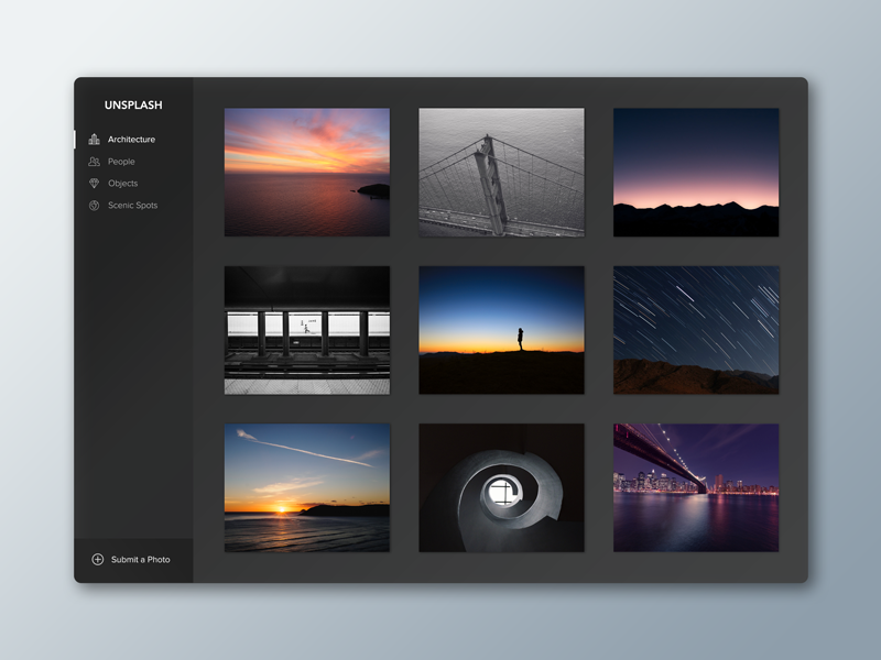Unsplash Concept by William Hu on Dribbble