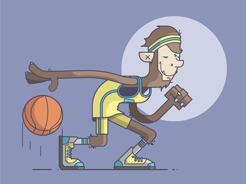 Werewolf Dribbbling! animation basketball dribble headband illustration line art michael j fox smile sweatband teen wolf werewolf wolf