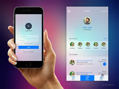 UI Concept for Dog Lovers App interface design ios iphone mobile interface ui ui design ux