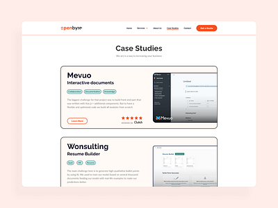 Openbyte / Case Studies card case studies casestudy design figma info kody ui ux webdesign