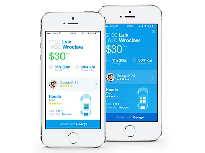 BlaBlaCar App app blablacar blue car clean interface ios iphone social travel ui white