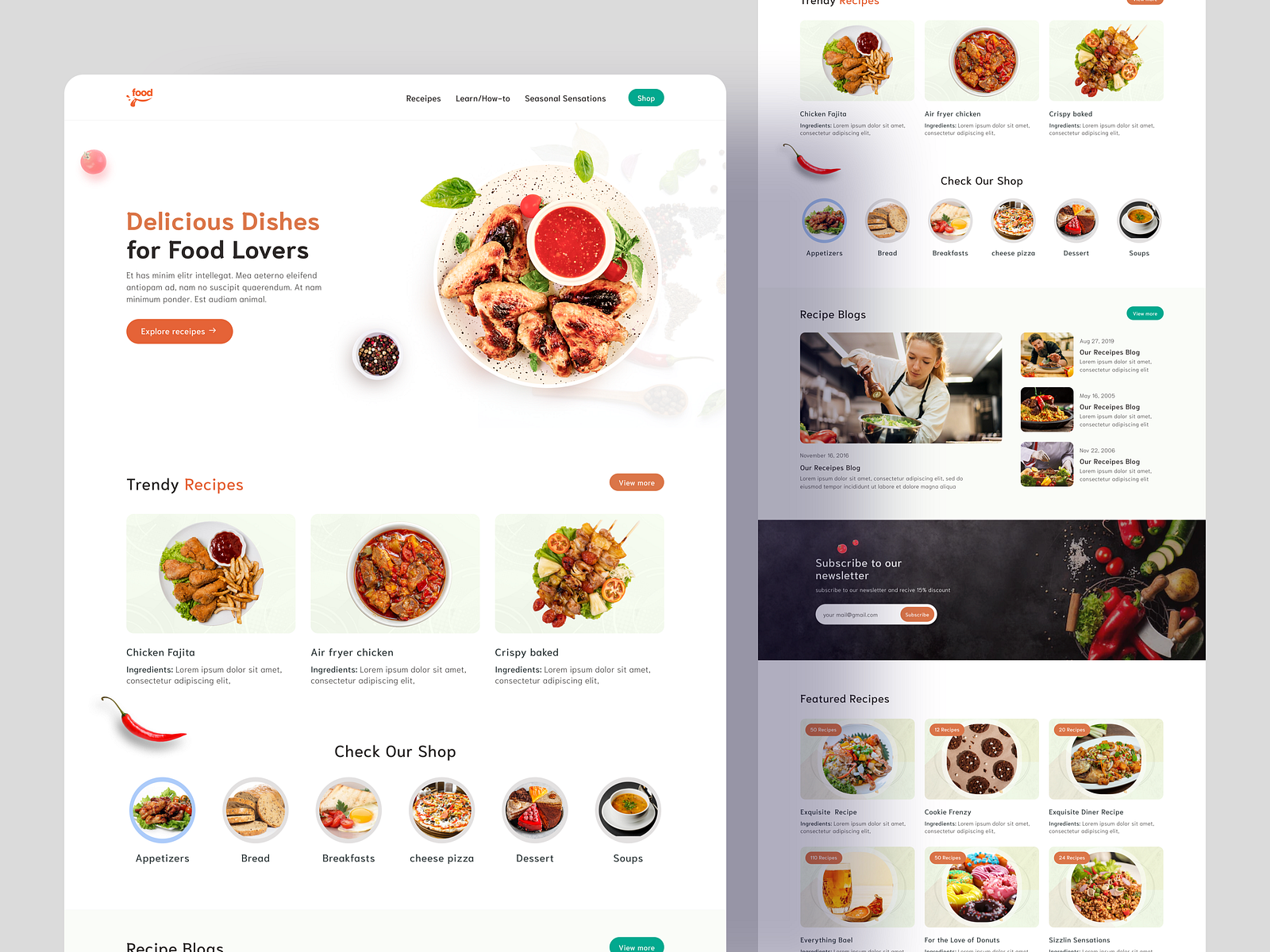 Recipe Blog Landing Page by Syed Raju on Dribbble