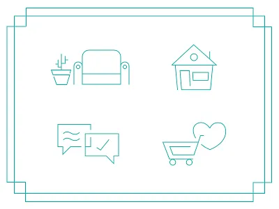 Furniture Shopping Icons cart furniture home icons illustration landing page shopping sketch social template vector