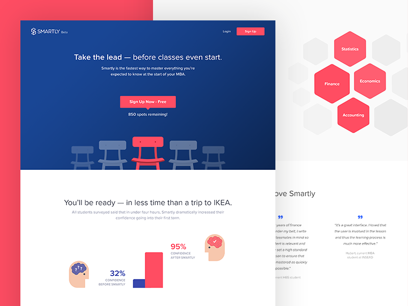 e-Learning Landing Page design flat hexagon homepage icon landing minimal page simple ui ux website