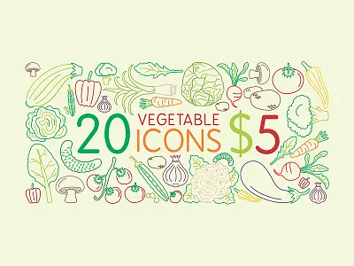 20 Icons for $5 icon icon set icons vegetable vegetables