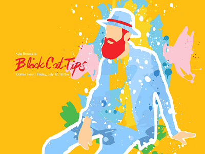 Black Cat Tips Coffee Hour Poster black cat tips color illustration kyle brooks paint poster splatter