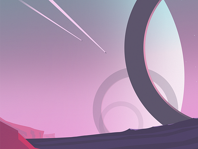 Aneopo alien cliffs ocean planet space