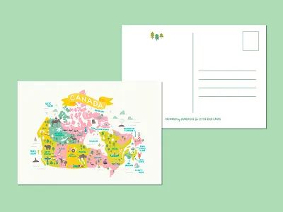 Canada Postcard canada icon illustration map of canada postcard print