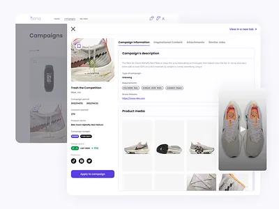 Campaign Profile Page brand card charts creator design figma influencer kody marketplace media profile statistics tab tabs tiktok ui ux webdesign