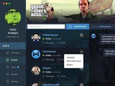 Friend List for games application dark desktop friends game message osx