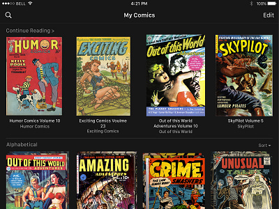 iComics 2.0 app dark icomics ios ipad minimal
