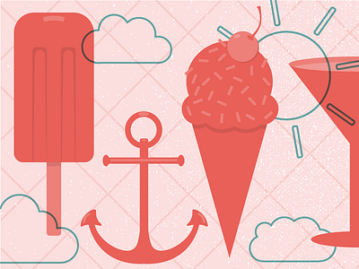 Summer anchor clouds cocktail grill ice cream illustration illustrator popsicle summer sun transparency vector