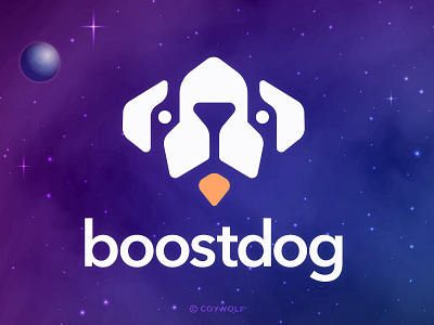 Boost Dog Brand Identity animal boost branding brandmark dog dogs identity illustration launch logo logo design mascot rocket space space ship travel