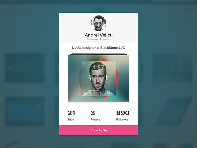 Dribbble Profile Card card design dribbble info player profile shots ui