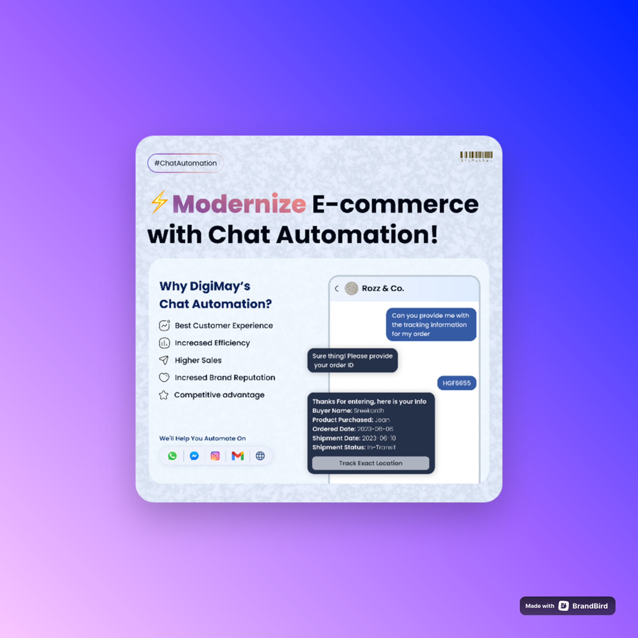 Chat Automation | Social Media Post - Design ai branding chat automation chat bot design ecommerce graphic design logo manychat minimal design modern shadows social media post ui