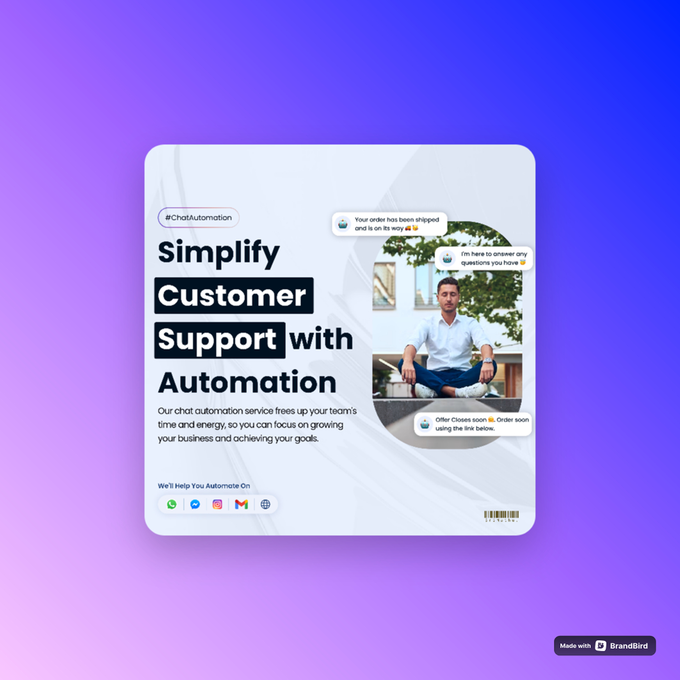 Simplify Customer Support | Social Media Post - Design ai bot branding chat chat bot customer support design graphic design illustration logo minimal design social social media post support ui vector