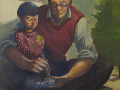 Father and Son (my Santa Claus) christmas claus dad father fix kid painting poor santa son toy xmas