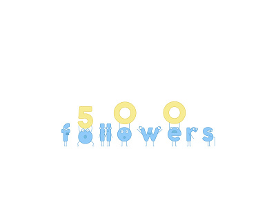 500 Followers!! animation cartoon character cute dance follow fun gif humor letter loop motion