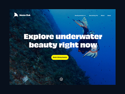 Manta Club - Diving club concept animation big typography branding clean ui concept diving diving club homepage inspiration loading animation ui underwater video background web