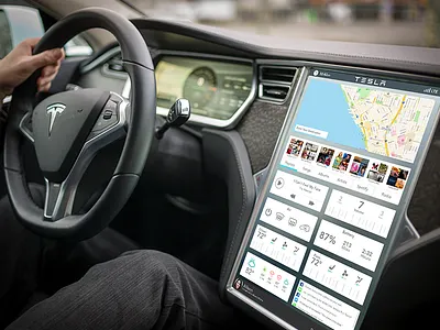 The Tesla Dashboard That Makes Sense car controls dash dashboard map mockup music photoshop tesla ux