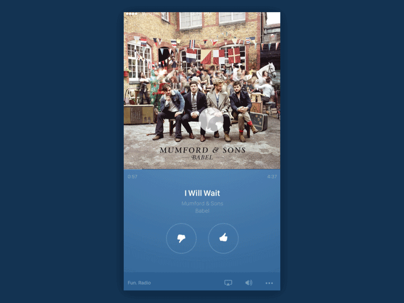 Pandora Skip Track animation interaction ios mockup origami pandora quartz ui