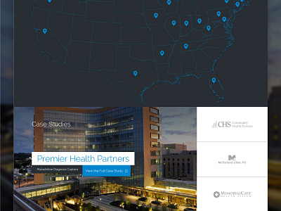 Falcon Consulting - Client Page business case study clean clients corporate healthcare interior map modern web design website