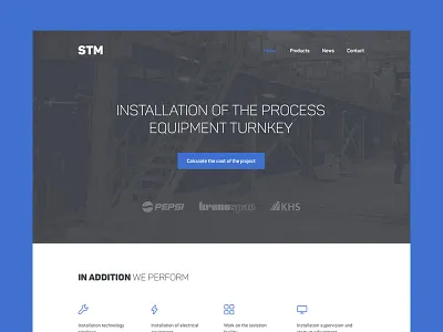 Installation of technological equipment clean design minimal site ui ux web webdesign