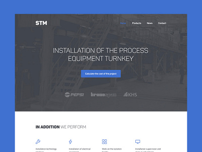 Installation of technological equipment clean design minimal site ui ux web webdesign
