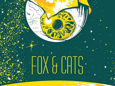 Fox & Cats Poster eyeball fox cats illustration moon noleofantastico poster space