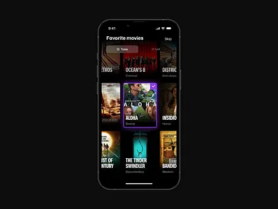 Movie app onboarding app choose favourite film movie onboarding skip ui ux