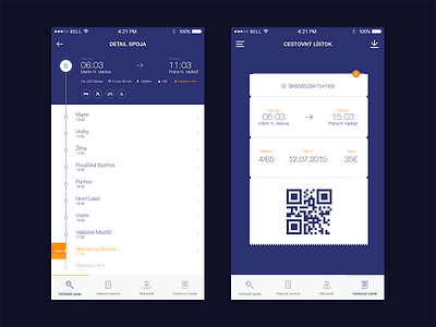 Connection Details I Ticket Zssk App app design icon ios ticket train ui