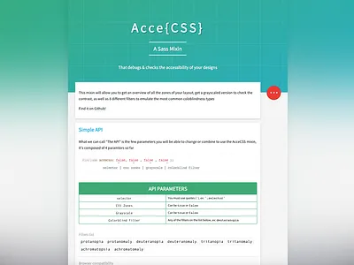 AcceCSS - Homepage access colorblind github homepage mixin sass ui ux webdesign
