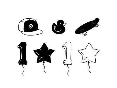 Neopix things baloon basketball branding design duck graphic design hat icon icon set illustration letter logo number skate skateboard vector