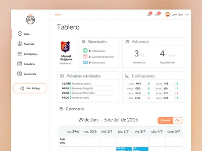WIP Dashboard student profile dashboard grid interface management navigation school ui ux webapp widget