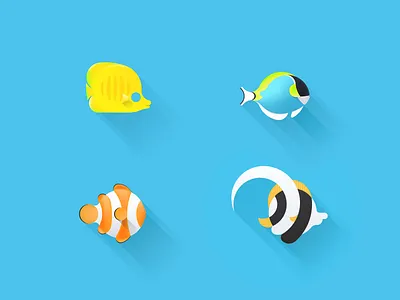 Red sea fishes fish fished illustration illustrator logo long shadow