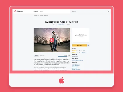 VideoTape PSD Template adsense movie trailer video video blog video blogging video magazine video news video portal video series