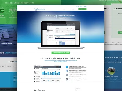 Plus Reservations Redesign blue clean computer homepage interface modern saaf stats ui user web design website
