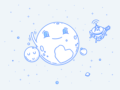 Pluto loves you flat flatata flatstudio hear illustration love moon planet pluto pluton raket space