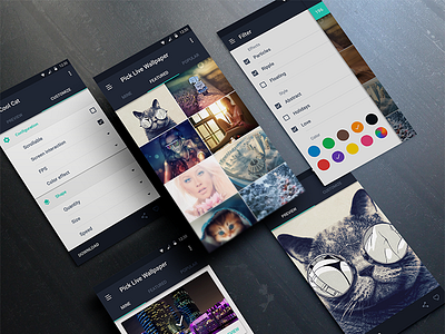 Live Wallpaper App Concept android clean design flat gallery live wallpaper material minimal mobile app simple ui design ux design