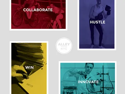 Postcard Concepts for AlleyNYC alleynyc design hustle innovate postcard print vintage