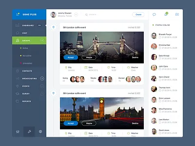 U&Me Plus activity clean dashboard design feed flat interface minimal ui ux web