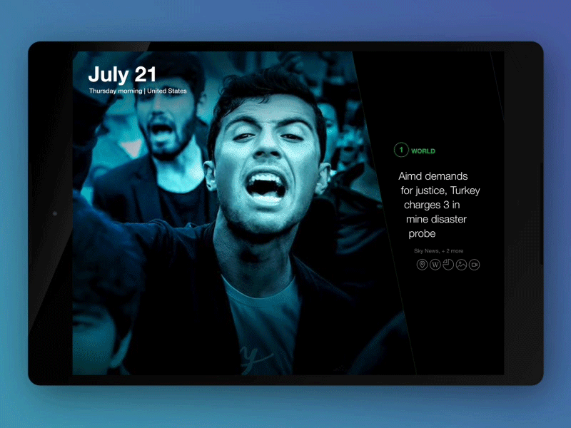 Yahoo News Digest Tablet animation card gif news digest parallax parallax effect tablet yahoo